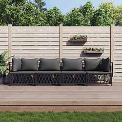 Maison Chic Salon de jardin 4 pcs avec coussins - Table et chaises d'extérieur - Mobilier/Meubles de jardin Moderne anthracite acier -MN48320