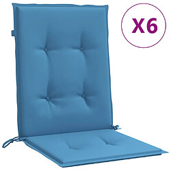 vidaXL Coussins de chaise à dossier bas lot de 6 bleu mélangé tissu