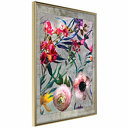 Paris Prix Affiche Murale Encadrée Scattered Flowers 20 x 30 cm Or