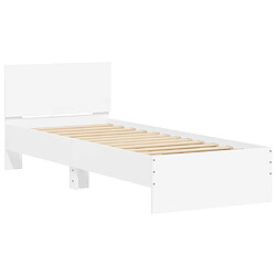 Vidaxl Cadre de lit avec tête de lit et lumières LED blanc 75x190 cm