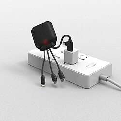 Acheter SANAG Câble De Charge Fonction Nfc- Batterie Externe 3000 Mah Multi Connecteurs Usb 4 En 1 Usb C, Usb, Lightning Et Micro Usb - Câble Chargeur Universel En Cuir Recyclé - Iné Gamma (Noir)