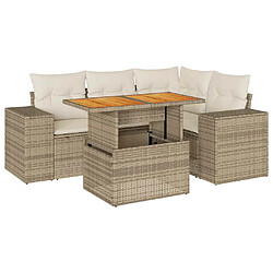 vidaXL Salon de jardin avec coussins 5 pcs beige résine tressée