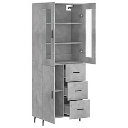 Avis vidaXL Buffet haut Gris béton 69,5x34x180 cm Bois d'ingénierie