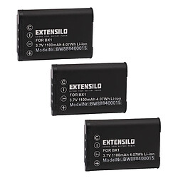 Vhbw EXTENSILO 3x Batteries compatible avec Sony Cybershot DSC-RX100 VII, DSC-RX1R, DSC-RX1R II appareil photo, reflex numérique (1100mAh, 3,7V, Li-ion)