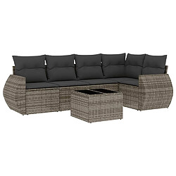 vidaXL Salon de jardin 6 pcs avec coussins gris résine tressée