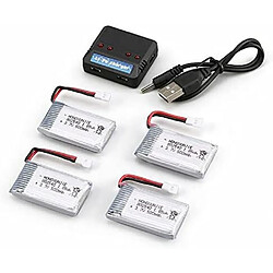 4 Batteries Lipo Rechargeables 3.7V, 500mAh + 1 à 4 Chargeur pour Drones Rc Quadricoptères Syma X5 X5C X5SC X5SW, Cheerson CX-30W, Skytech M68, Wltoys F949