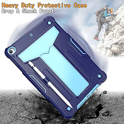 Coque en TPU + silicone avec béquille en forme de T, anti-chute, antichoc bleu marine/bleu pour votre Apple iPad 10.2 (2021)