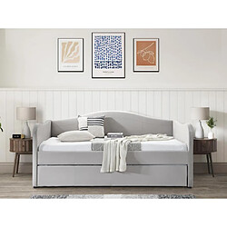 Acheter Vente-Unique Lit banquette gigogne 2 x 90 x 190 cm - Velours - Gris clair + Matelas - MATHILDE