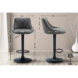 Decoshop26 Tabouret de bar en synthétique gris pivotant avec repose-pieds métal noir coutures décoratives TDB10583