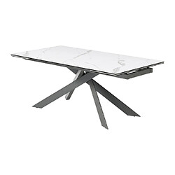 Vente-Unique Table à manger extensible 8 à 12 personnes en céramique, verre trempé et métal - Effet marbre blanc et anthracite - COREMA de Maison Céphy pas cher