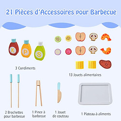 Acheter Helloshop26 Jouet barbecue grill en bois pour enfants 3 ans+ 21 accessoires avec roues son réaliste cadeaux idéal 20_0007187