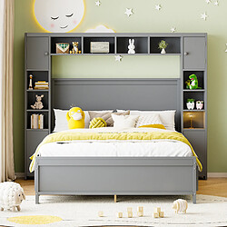 Avis ComfortXL Lit Avec Rangement 140*200, Avec 4 Tiroirs Et Une Grande Armoire De Rangement, Gris