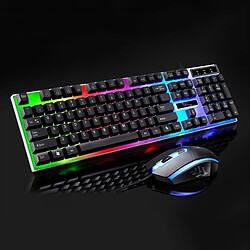 Wewoo Clavier QWERTY noir pour ordinateur portable, PC ZGB G21 1600 DPI professionnel filaire coloré rétro-éclairage mécanique Feel suspension + souris optique Kit