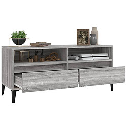 Maison Chic Meuble TV scandinave gris - Banc TV pour salon Sonoma 100x34,5x44,5 cm bois d'ingénierie -MN35823 pas cher