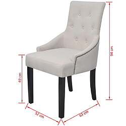 Acheter Decoshop26 Lot de 6 chaises de salle à manger cuisine design luxueux et charmant en tissu gris crème CDS022430