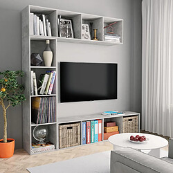 vidaXL Jeu de bibliothèque/meuble TV 3 pcs Gris béton 180x30x180 cm