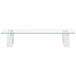 Avis vidaXL Support de moniteur blanc 40x20x8 cm verre trempé et métal