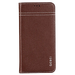 Wewoo Housse Coque Pour iPhone XR GEBEI Etui de protection en cuir à rabat horizontal avec support et fentes cartes Marron