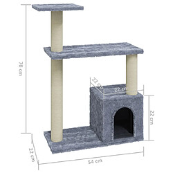 Acheter Helloshop26 Arbre à chat meuble tour grimper jouet grattage grattoir escalade plateforme avec griffoirs en sisal clair 70 cm gris 02_0022612