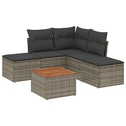 vidaXL Salon de jardin 6 pcs avec coussins gris résine tressée