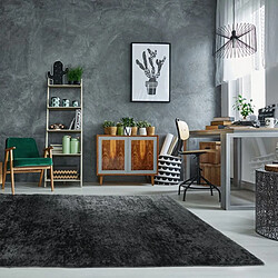 Thedecofactory VIKING - Tapis à poils longs effet soyeux anthracite 190x200