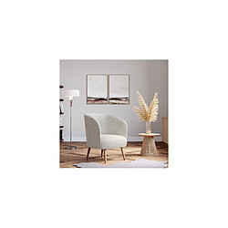 ICONIK INTERIOR Fauteuil avec Accoudoirs En Bouclette Fausse Fourrure Tapissée - Boucles Blanches- Wesna Blanc