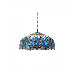 Interiors 1900 Suspension 50 cm Dragonfly Blue, verre et métal