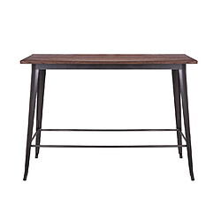 Mendler Table haute de bar HWC-H10, design industriel, bois d'orme, standards MVG, 106x147x60 cm, vintage noir-marron