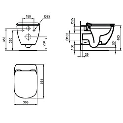 Avis Ideal Standard - Abattant Tesi avec frein de chute blanc