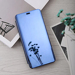 Wewoo Coque Étui à rabat en cuir pour miroir Galaxy A8 Star avec support bleu