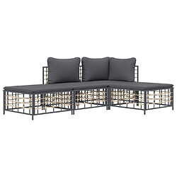 Avis Maison Chic Salon de jardin 4 pcs + coussins - Mobilier/Meubles de jardin - Table et chaises d'extérieur anthracite résine tressée -MN27728