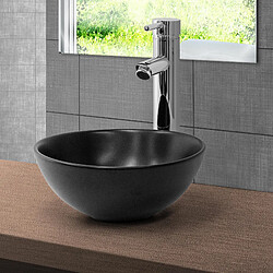 Lavabo avec vidage sans trop-plein Ø 28x15 cm noir en céramique ML-Design