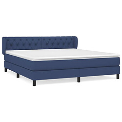 vidaXL Sommier à lattes de lit avec matelas Bleu 160x200 cm Tissu