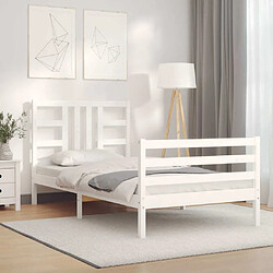 Maison Chic Cadre/structure de lit avec tête de lit pour adulte - Lit Moderne Chambre blanc simple bois massif -MN88391