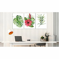 Paris Prix Tableau Imprimé Red Hibiscus 3 Panneaux 60x120cm