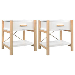 Maison Chic Lot de 2 Tables de chevet,Table de nuit,Table d'appoint pour salon Blanc 42x38x45 cm Bois d’ingénierie -MN49486