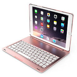 Wewoo F102S pour iPad 10.2 pouces en alliage d'aluminium clavier Bluetooth rétro-éclairé coloré + étui de protection or rose