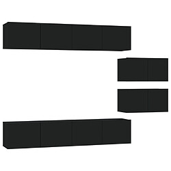 Maison Chic Ensemble de meubles TV 6 pcs | Banc TV Moderne pour salon | Meuble de Rangement - Noir Bois d'ingénierie -MN97385