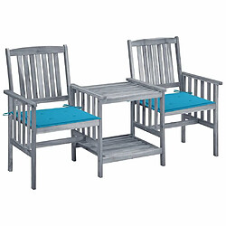 Maison Chic Chaises de jardin,Fauteuil/Chaise d'extérieur avec table à thé et coussins Acacia solide -MN55139