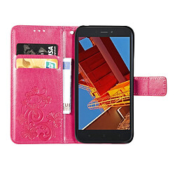 Avis Wewoo Housse Coque Étui en cuir à Motif fleurs repiquées Lucky Clover pour Xiaomi Redmi Goavec support et logements cartesportefeuille et dragonne Rose rouge