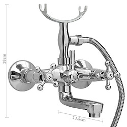 vidaXL Robinet de baignoire à 2 poignées et déviateur de douche Chrome pas cher