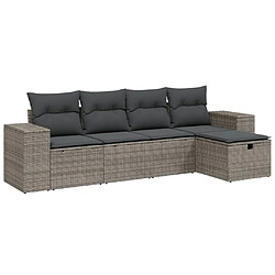 Maison Chic Ensemble de 5 Tables et chaises d'extérieur avec coussins,Salon de jardin gris résine tressée -GKD782295