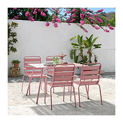 Lot de 4 fauteuils de jardin - Acier - Rose