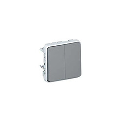 bouton poussoir double - legrand plexo 55 - gris - composable