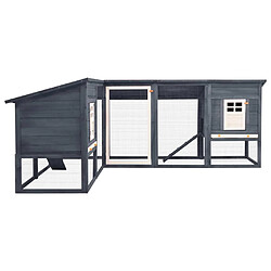 Acheter Helloshop26 Clapier cage d'extérieur 250 x 192 x 105 cm avec piste gris et blanc bois de sapin 02_0000595