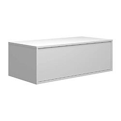 Acheter Vente-Unique Meuble de salle de bain suspendu blanc avec simple vasque carrée et deux tiroirs - 94 cm - TEANA II