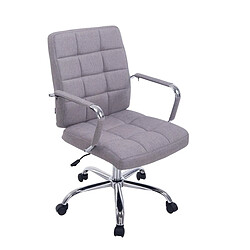 Decoshop26 Chaise fauteuil de bureau à roulettes en tissu gris hauteur réglable BUR10113