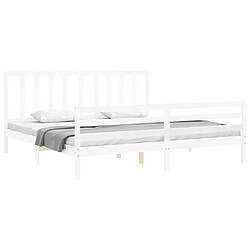 Acheter Maison Chic Lit adulte - Cadre Structure de lit avec tête de lit Contemporain blanc 200x200 cm bois massif -MN34334