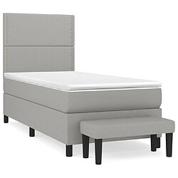 Maison Chic Structures de lit + matelas,Lit à sommier tapissier avec matelas Gris clair 80x200 cm Tissu -MN55329