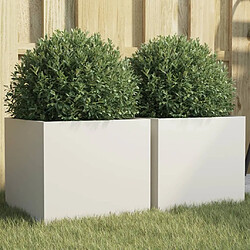 Maison Chic Lot de 2 Jardinières,Bac à fleurs - pot de fleur blanc 32x30x29 cm acier laminé à froid -GKD64916